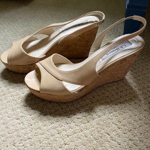 L.K. Bennett London Beige Wedge Slingback Size 35 (size 5 US).